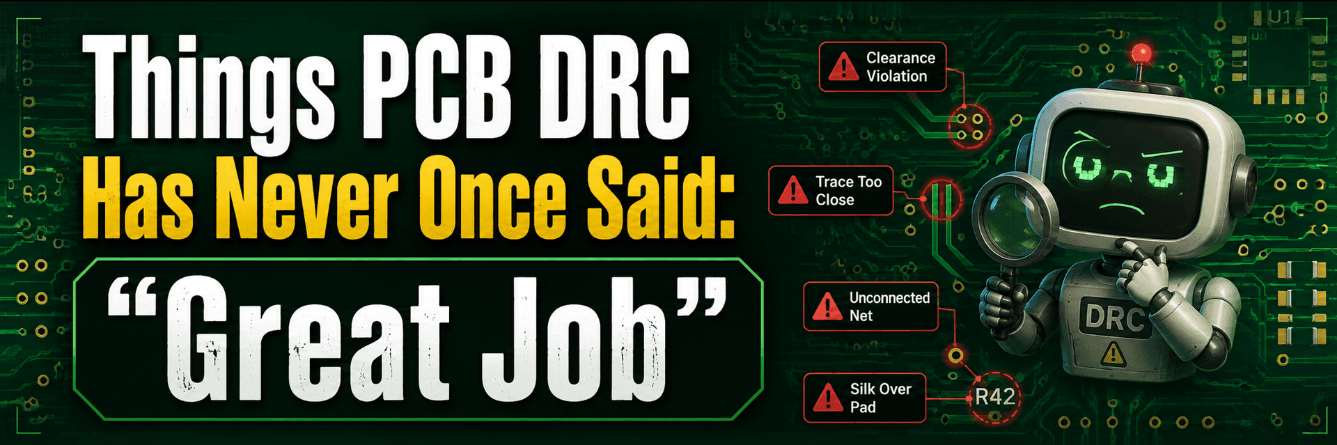 Things PCB DRC Has Never Once Said: "Great Job"