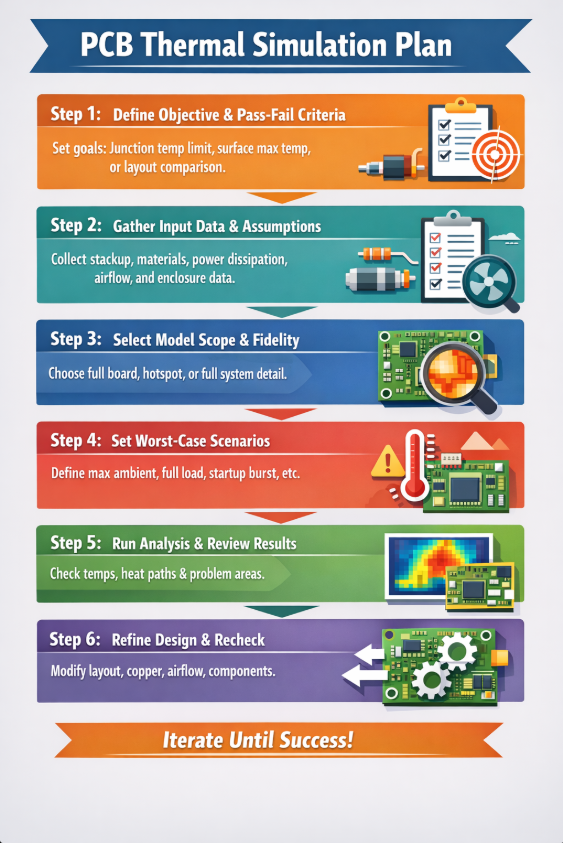 Step-by-step PCB thermal simulation planning workflow
