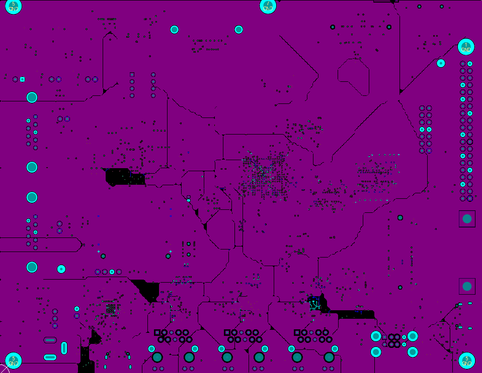 Power layer routing and plane view for STM32MP257F-EV1
