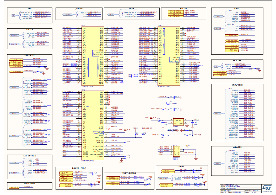 STM32MP257FAI3 processor schematic page
